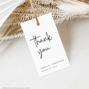 Modern Editable Favor Tags, Printable Elegant Favor Tags, Black White ...