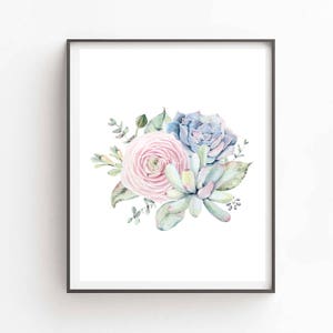 Printable Succulent Wall Art, Watercolor Succulent Home Decor, Botanical Wall Art, Plant Art Gift, Modern Scandi, Set of 4, Instant Download image 5