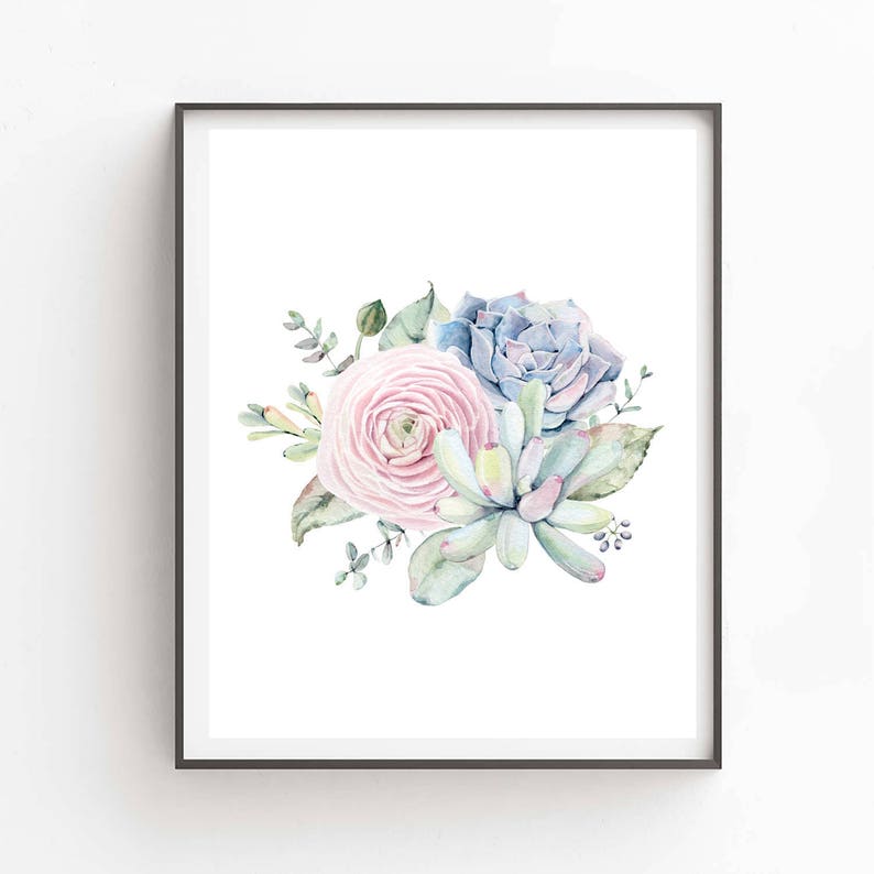 Printable Succulent Wall Art, Watercolor Succulent Home Decor, Botanical Wall Art, Plant Art Gift, Modern Scandi, Set of 4, Instant Download image 5