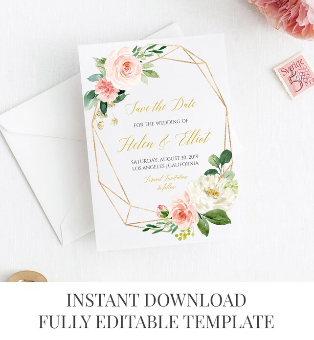 blush gold geometric floral