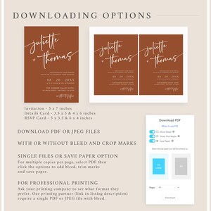 Rust Wedding Invitation Set, Desert Invite Set, Boho Wedding Invitation ...