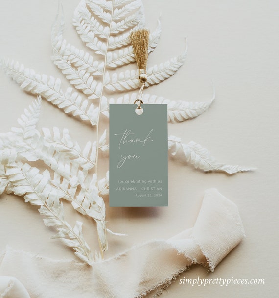 Sage Green Modern Editable Favor Tags Printable Forest Favor Etsy