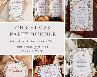 Printable Christmas Lunch Bundle, Scandi Holiday Dinner Kit, Nordic Christmas Party Bundle Holiday Party Pack, Xmas Editable Template, 218-B