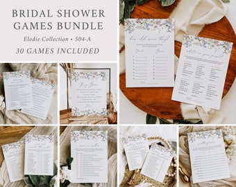 Floral Bridal Shower Games Pack Wildflower Bridal Shower Games Bundle Editable Bridal Shower Games Set Bridal Game Template Printable 504-A