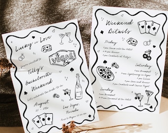 Casino Bachelorette Party Invitation Template, Las Vegas Bachelorette Itinerary, Vegas Bach Weekend Invite, Lucky In Love, Editable, 526-A