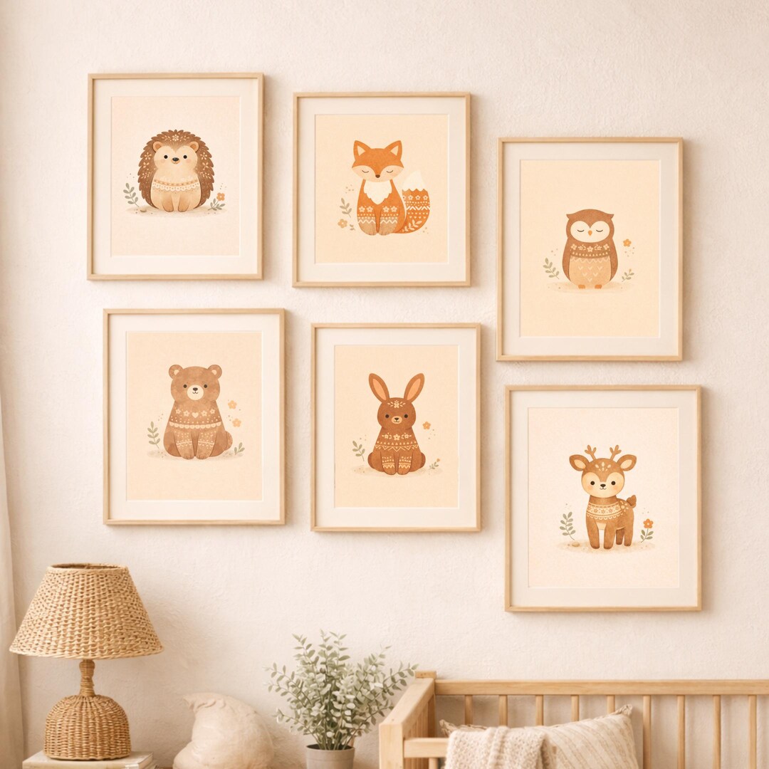 Woodland Nursery Wall Art Set - Forest Animal Prints - Neutral Baby ...