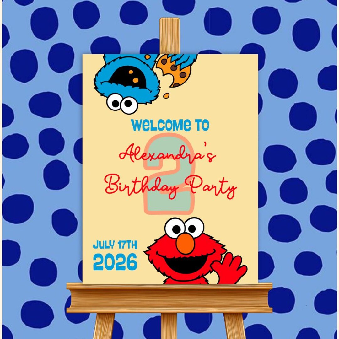 Customizable Sesame Street Welcome Sign | Elmo and Cookie Monster ...