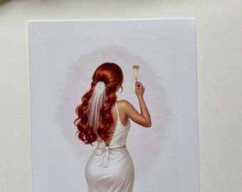 Carte Conseils EVJF Illustration Mariée • Activité Souvenir Future Mariée • Cadeau Témoin Mariage • Enterrement Vie de Jeune Fille
