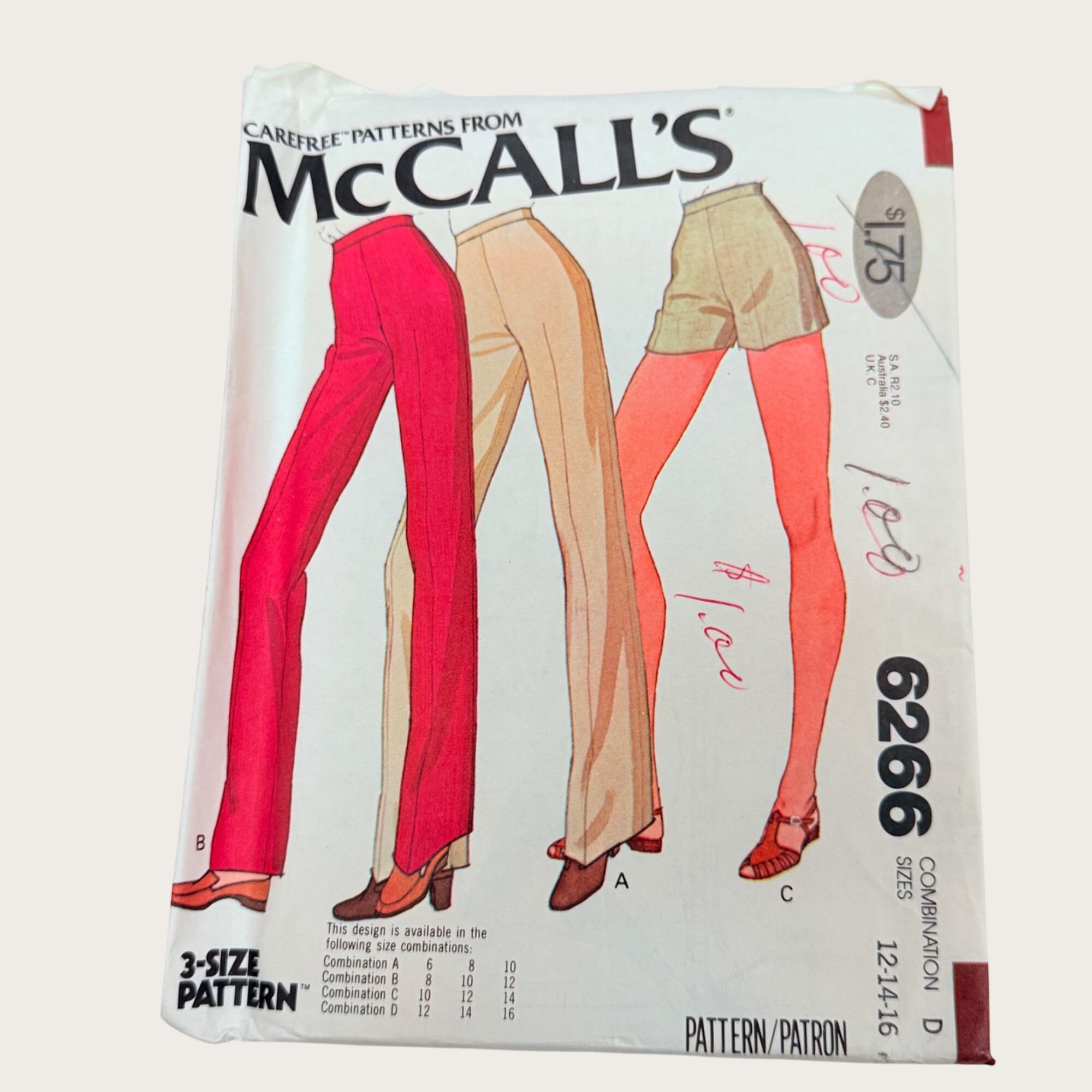 Vintage 1970s Mccalls Sewing Pattern 6266 Misses Pants Shorts Size 12 ...