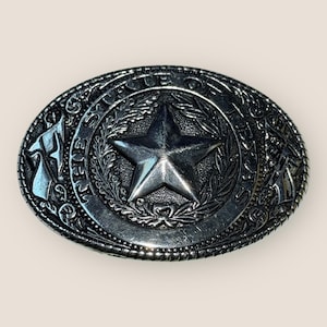 Silver Texas Star Belt Buckle Oval Western Style State of Texas Accessory