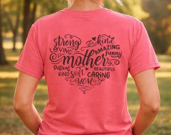 T-shirt coeur mot mère, t-shirt maman couleurs confort, future maman cadeau, idée cadeau, future maman