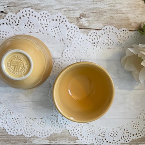Longaberger Pottery Woven Pattern, Small Dessert Bowls, Yellow, Butternut Color, Set of 2