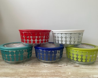 Pyrex Limited Edition 100 Year Anniversary 4 Cup Storage Bowl with Lid, Set of 5, New