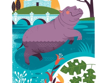 INSTANT DOWNLOAD Coloring Page Hippo Art Print Zentangle - Etsy