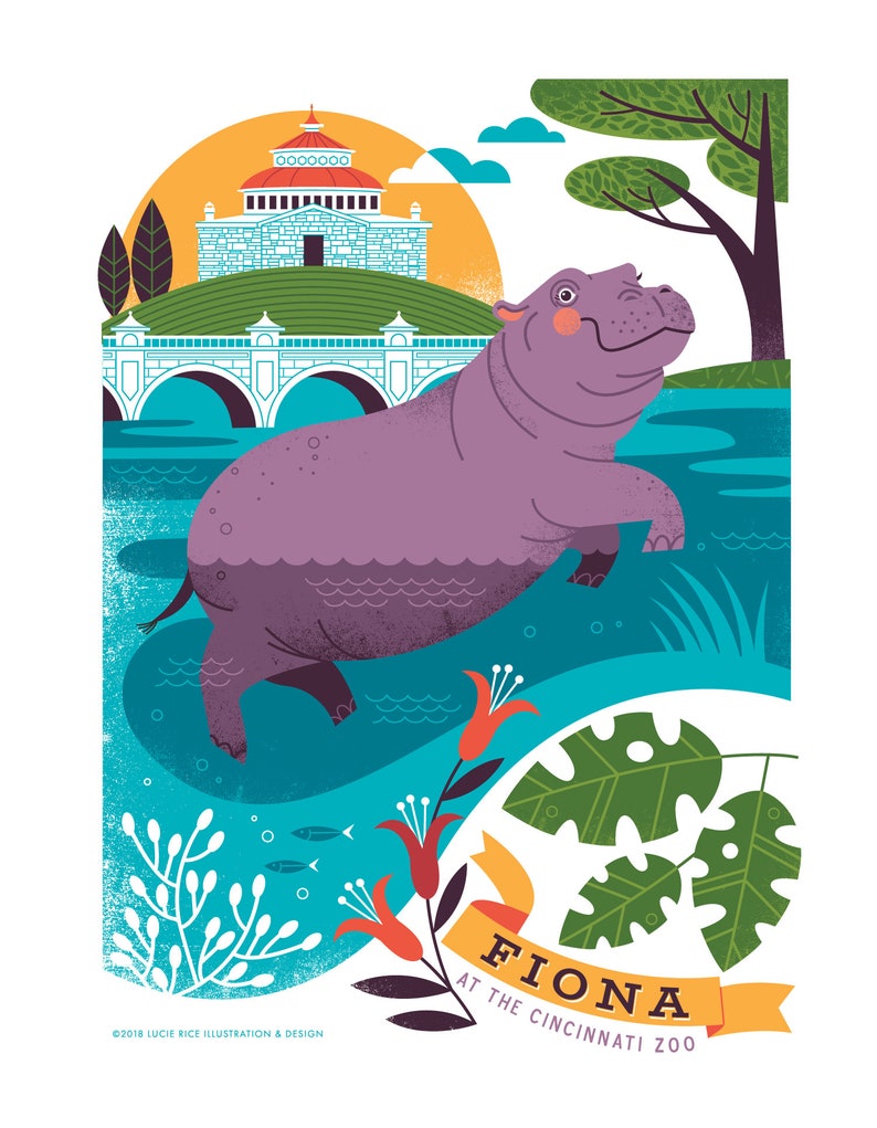 Fiona the Hippo print 8X10 Etsy