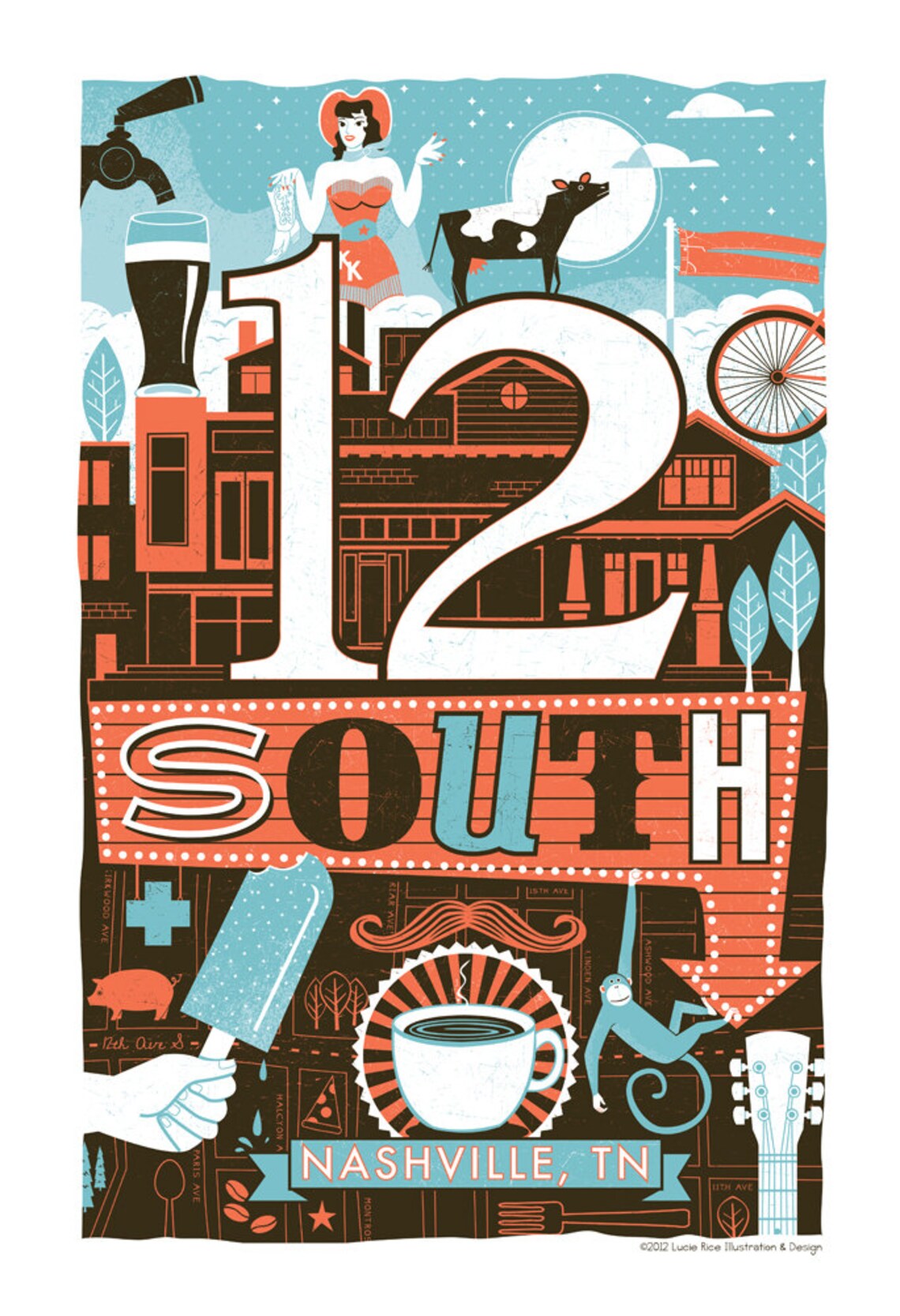 Nashville Neighborhood Poster Series 1 12 SOUTH Etsy