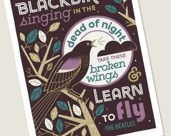 Beatles Lyrics. Blackbird Singing in the Dead of Night. PNG. SVG