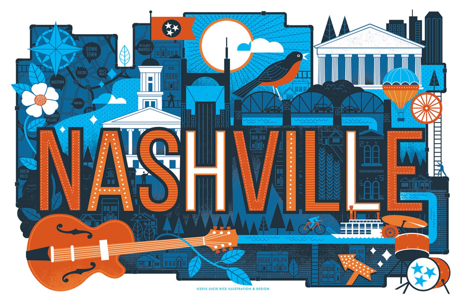 Modern NASHVILLE poster Etsy