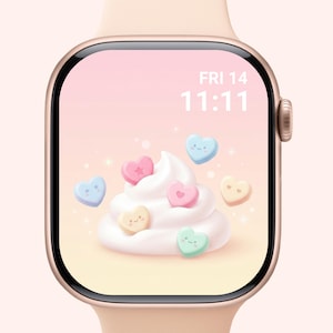 Fondo de pantalla para Apple Watch: Caramelo kawaii con forma de corazón (descarga digital)