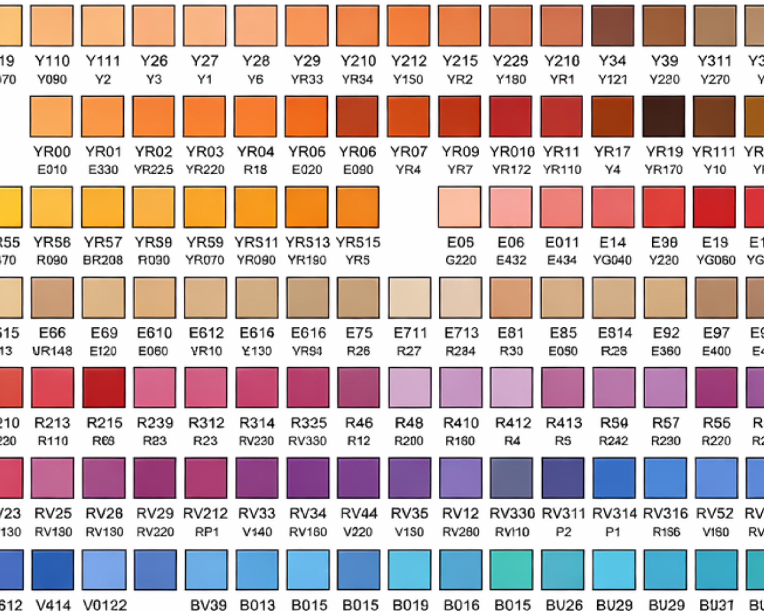 320 Color Chart Ohuhu Honolulu 320 Color Swatch Chart Printable PDF, New & Old Codes ...