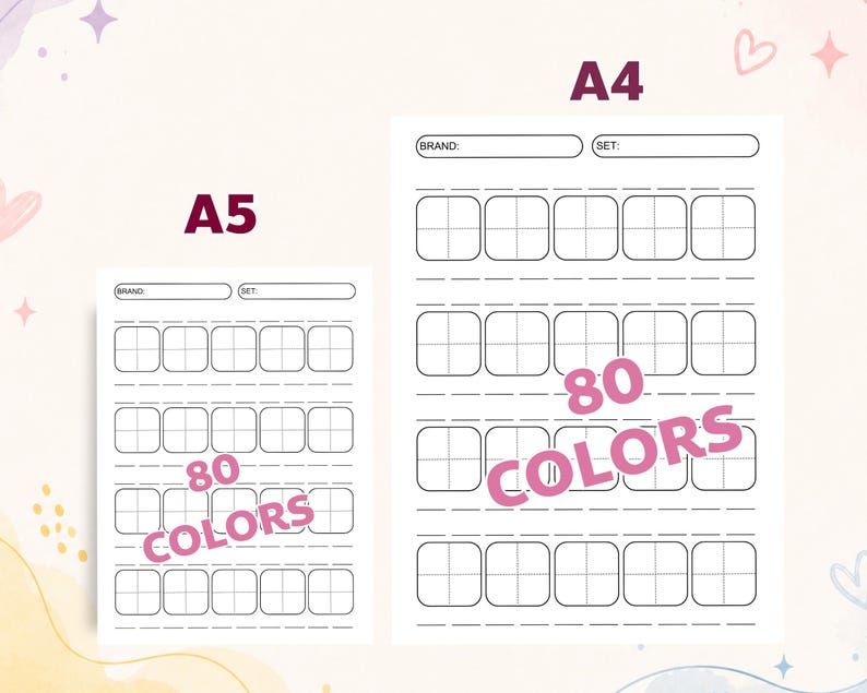Blank Color Swatch Chart Printable PDF, Marker Organizer Template, Name ...