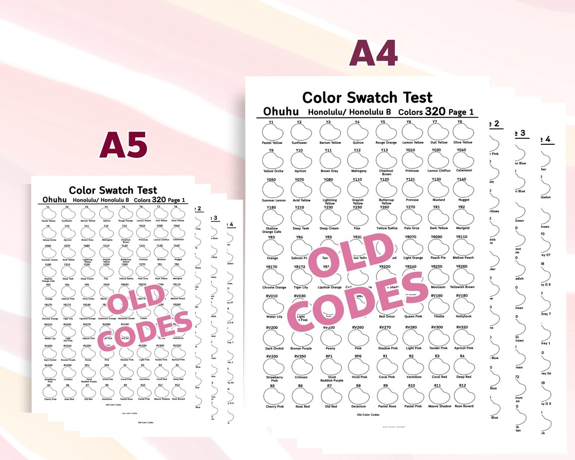 Ohuhu Honolulu 320 Color Swatch Chart Printable PDF, New & Old Codes ...