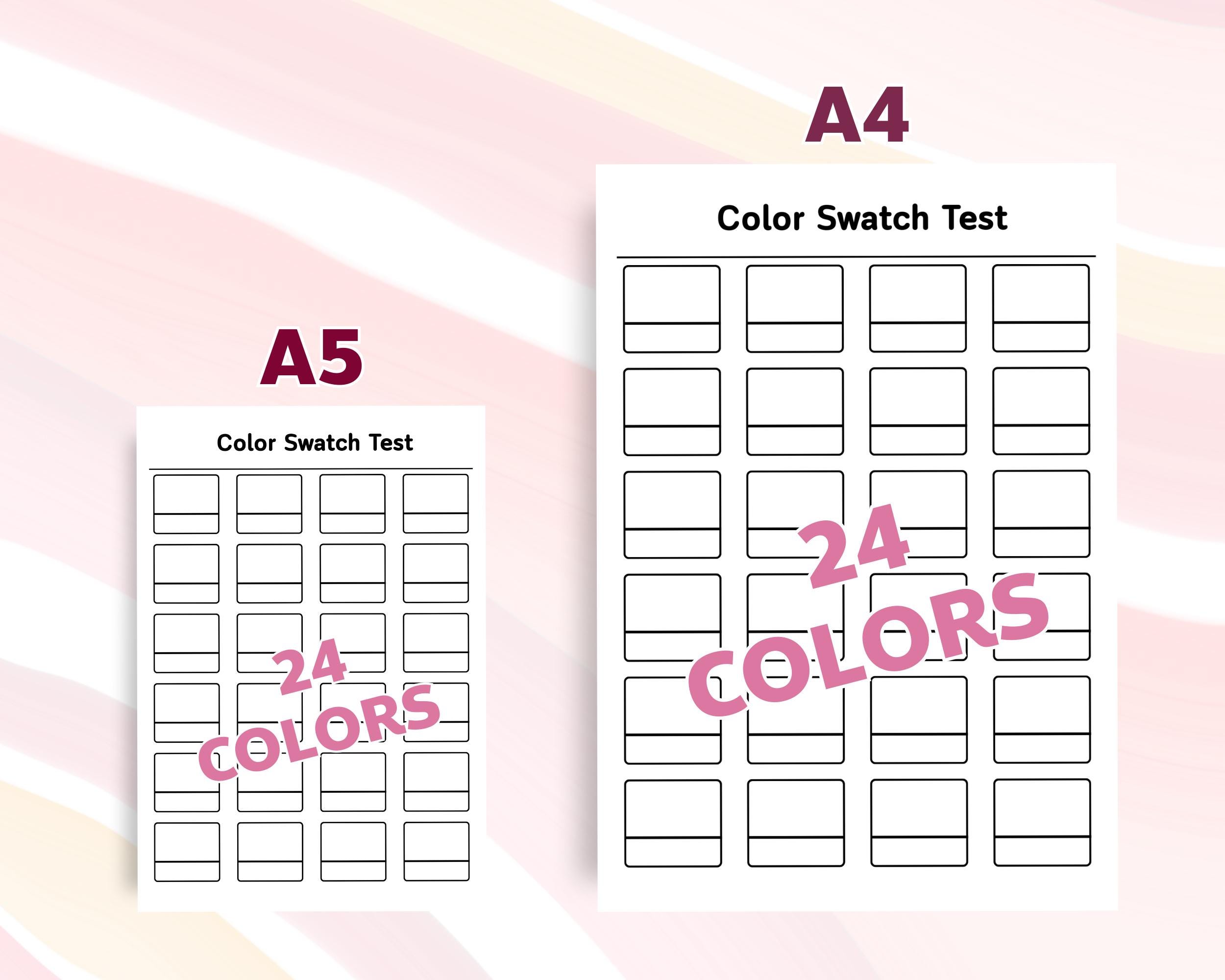 Color Swatch Chart Printable PDF Paint Marker Watercolor Swatch Test ...