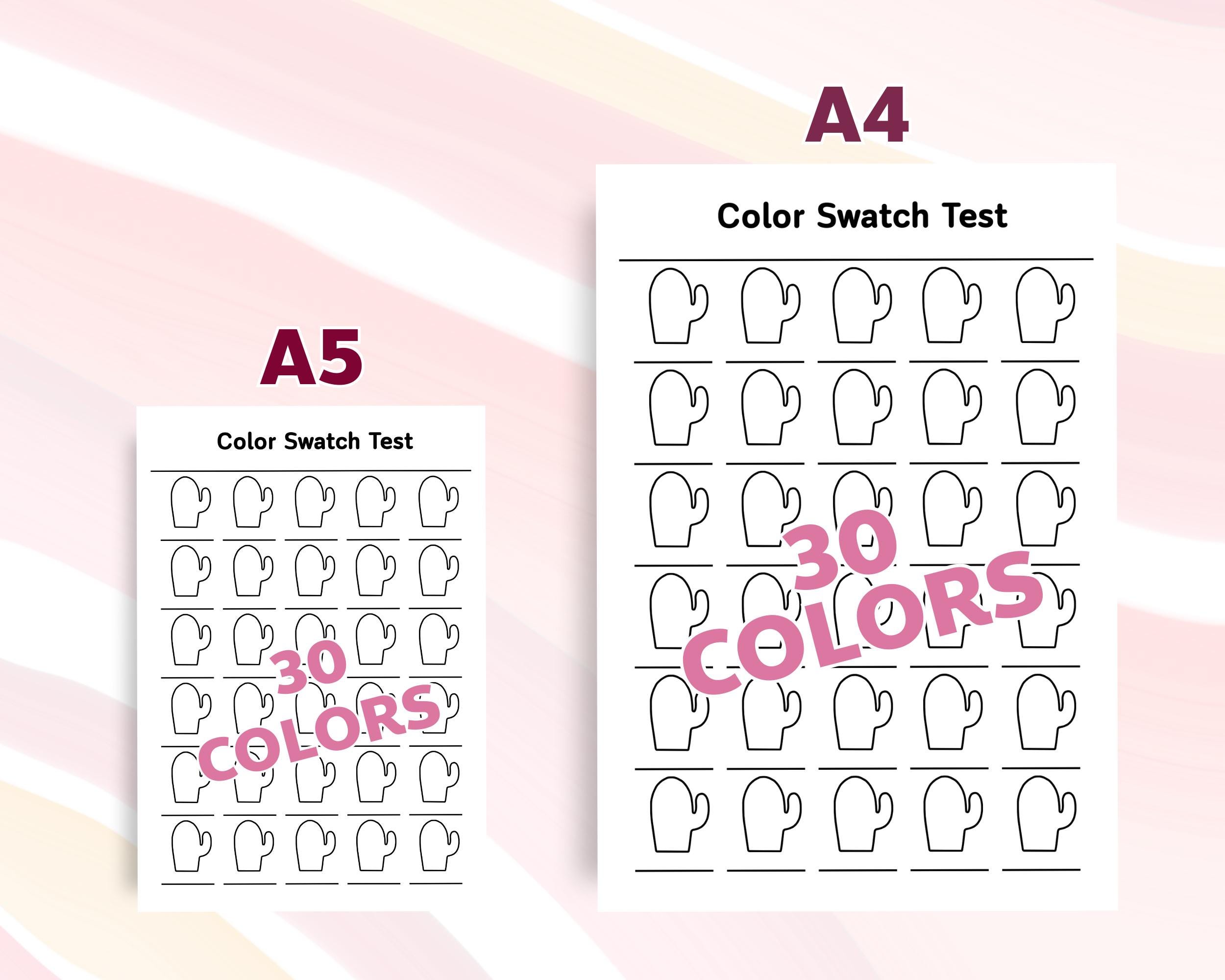 Color Swatch Chart Printable PDF Paint Marker Watercolor Swatch Test ...