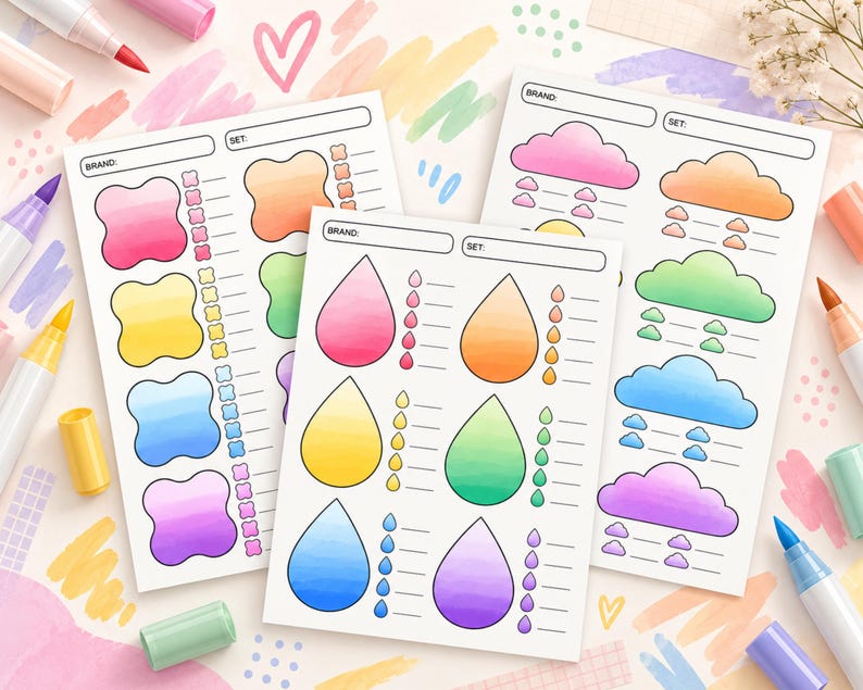 Blank Color Swatch Chart Printable PDF, Marker Blending Practice ...