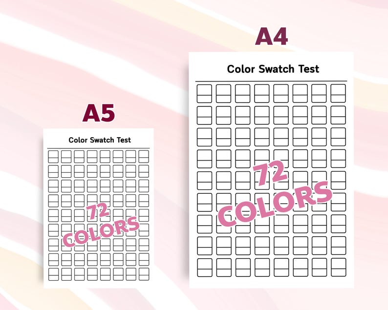 Color Swatch Chart Printable PDF Paint Marker Watercolor Swatch Test ...
