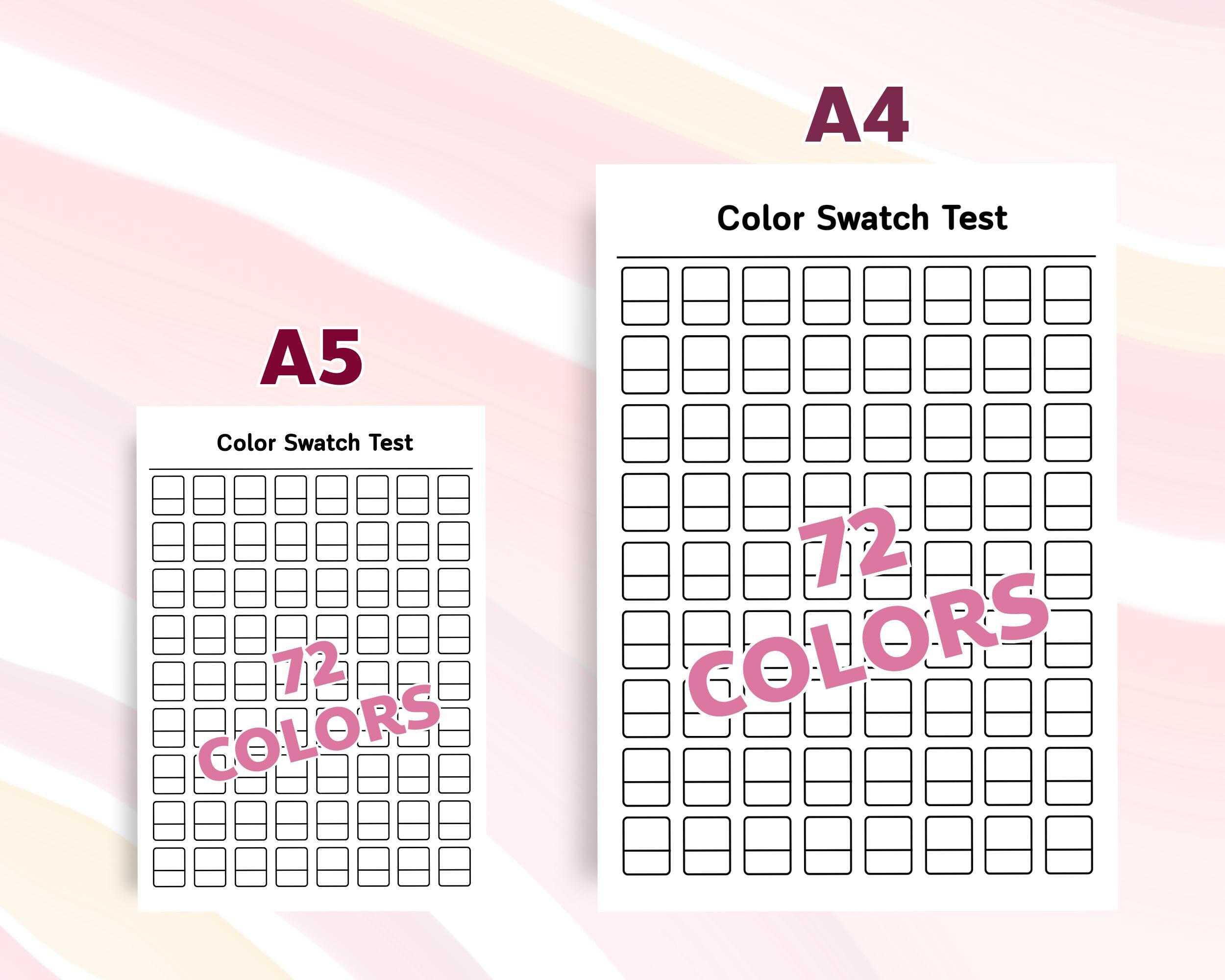 Color Swatch Test Color Swatch Chart Printable PDF Paint Marker Watercolor Swatch Test ...