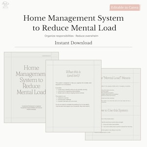 Home Management System to Reduce Mental Load - Editable Household Organization and Responsibility Planner Template