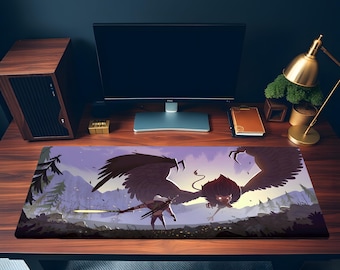 Witcher Mouse Pad Desk Mat | Gaming PC Keyboard Pad, Monster Hunter Artwork