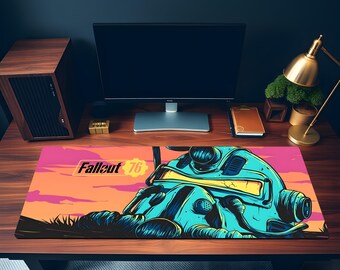 Fallout 76 Desk Mat | Gaming Desk Mat, Retro Sunset Art