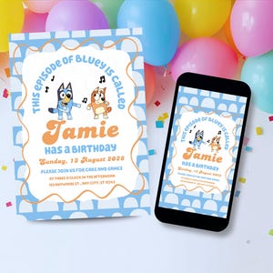 Bluey Two-ey Birthday Invitation, Bluey Bingo Party Invite, Toddler Canva Template (Digital Download)