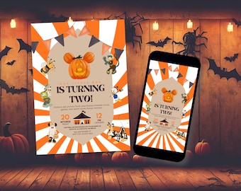 Little Boo Turns Two Invitation Template, Disney Halloween Party, Spooky Toddler Birthday, Mobile and Printable Invites