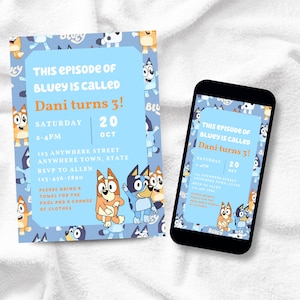 Bluey Birthday Invitation, Two-ey Party Invite, Toddler Canva Template (Digital Download)