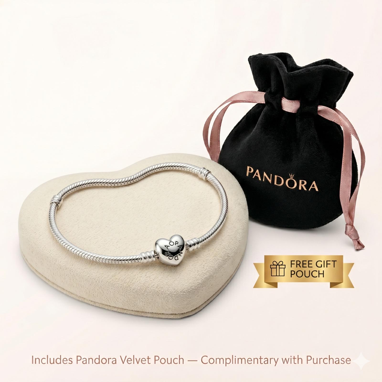 Pandora moments heart clasp snake chain bracelet - Etsy 日本