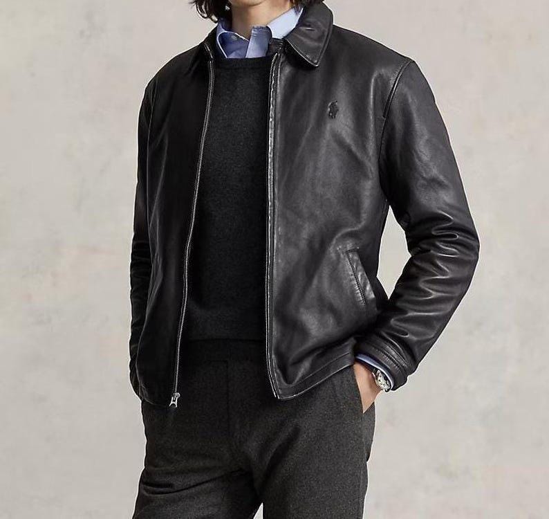 Vintage Ralph Lauren Mens Leather Jacket - Etsy