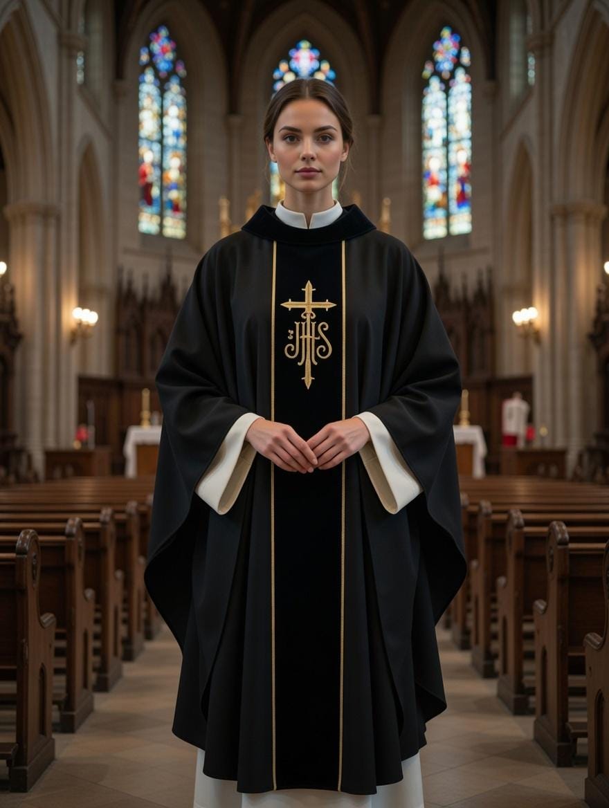 Black Catholic Priest Robe With Gold Cross Embroidery Church Clergy ...