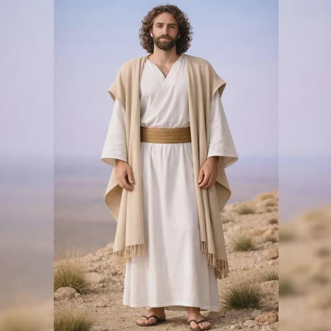 Men’s Biblical Jesus Robe Costume – White Polyester Christ Robe With ...