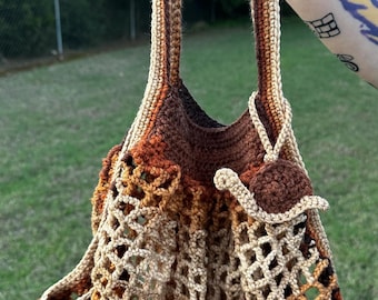 Crochet Market Bag w/ Bag Charm
