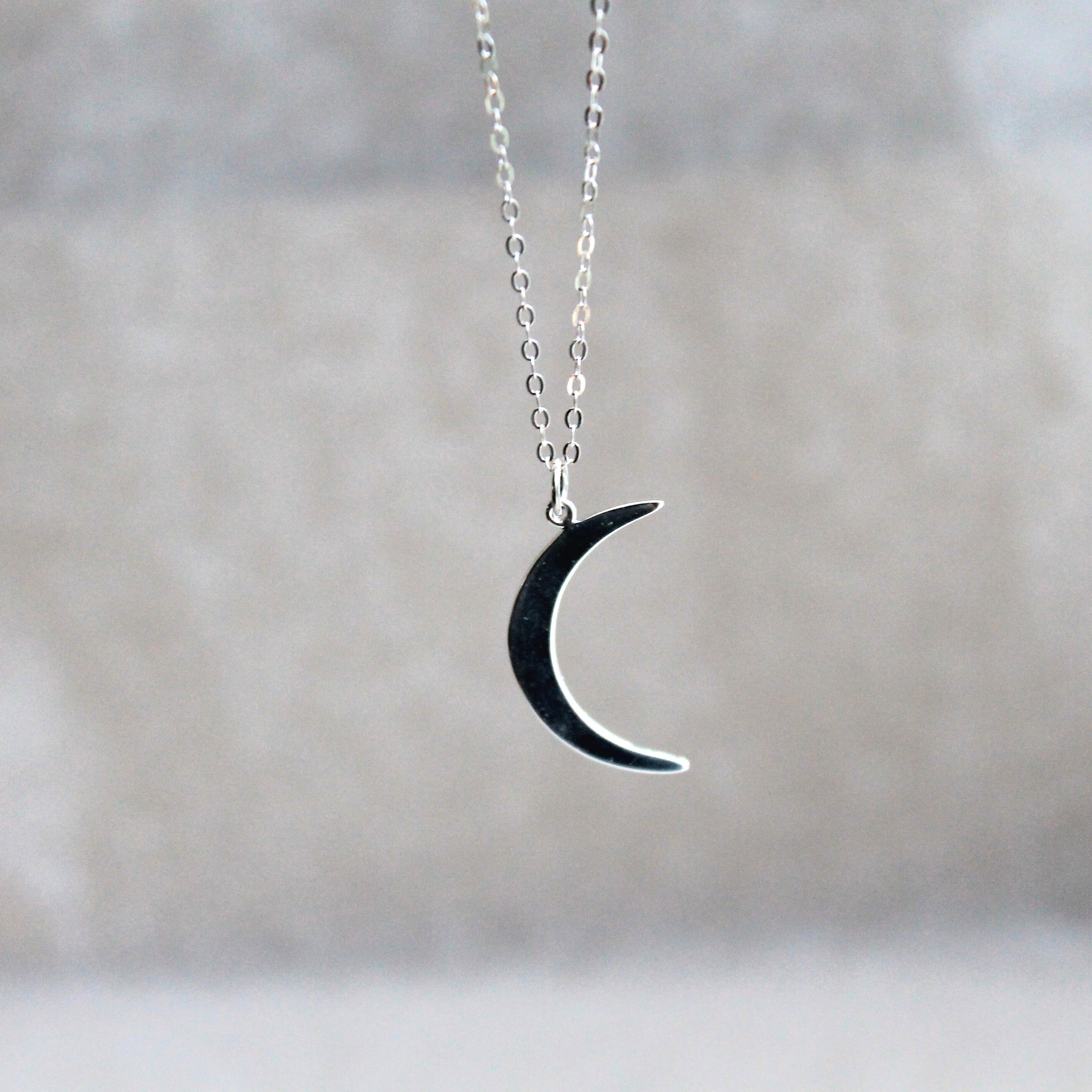 Crescent Moon Sterling Silver Necklace Cosmic Night Sky Jewelry - Etsy