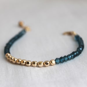 Delicate London Blue Topaz and Gold Bracelet