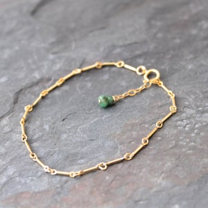 Gold Filled Layering Bracelet With Emerald