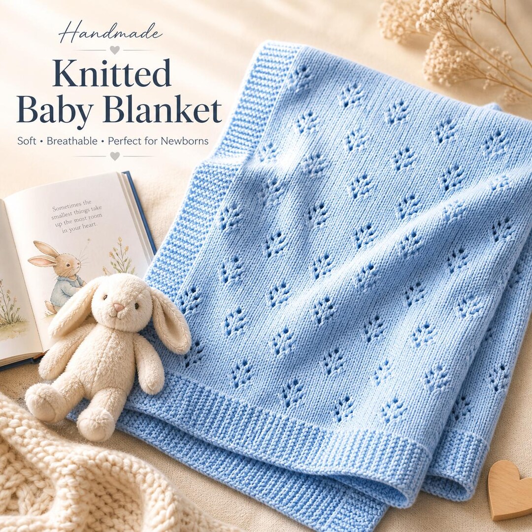 Knitting Pattern PDF Baby Blanket Eyelet Lace Easy Beginner Gift ...