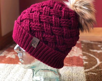 Tundra Weave Slouch Crochet Hat Pattern, Textured Cable Beanie (PDF Download)