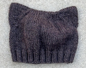 Cat Ear Beanie Knitting Pattern – Worsted Mohair Hat (PDF Download)