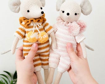 Amigurumi Mouse Crochet Pattern | Pip with Overalls (PDF Pattern)