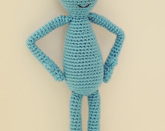 Mr. Meeseeks Crochet Pattern – Amigurumi Doll PDF – Rick and Morty Inspired Plush (Instant Download)